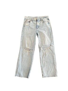 American Eagle Strigid Stovepipe Jeans - Size 8 Regular - Light Wash Distressed